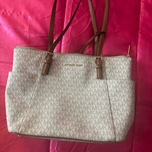 Michael Kors Beige and Brown Tote Bag